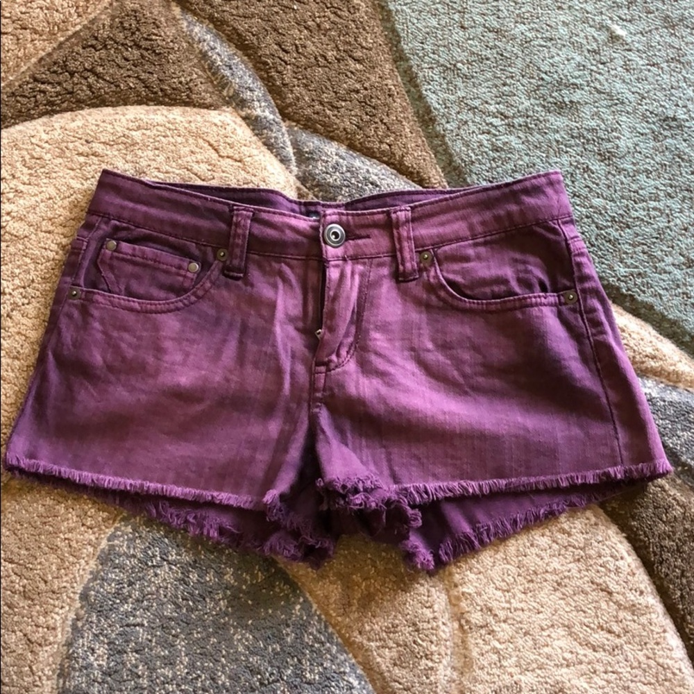 Purple jean shorts